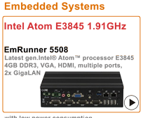 EmRunner 5508, IPC Embedded System, Intel Atom E3845 1.91GHz without fan