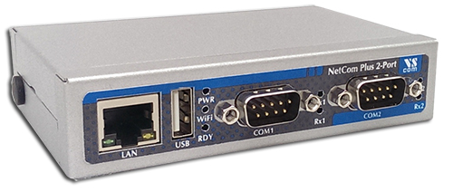 VScom NetCom+ (Plus) 213, a dual port Serial Device Server for Ethernet/TCP to RS232/422/485